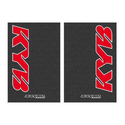 Blackbird Racing Kayaba fork guard sticker kit with carbon background