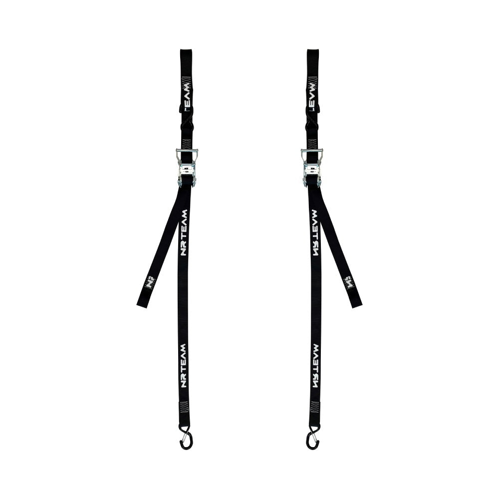 Pair of ratchet tie-down straps for motorcycle 38mm black