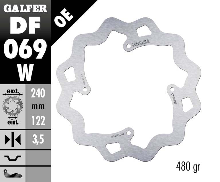 Galfer Wave 240mm Rear Brake Disc (Honda CR125)
