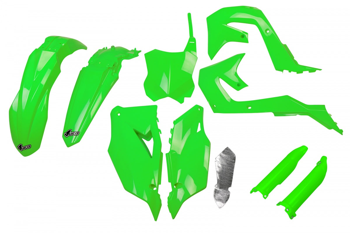 UFO Plastics Kit - Kawasaki KX/F Neon Green (Ref. KAKIT227F-AFLU)